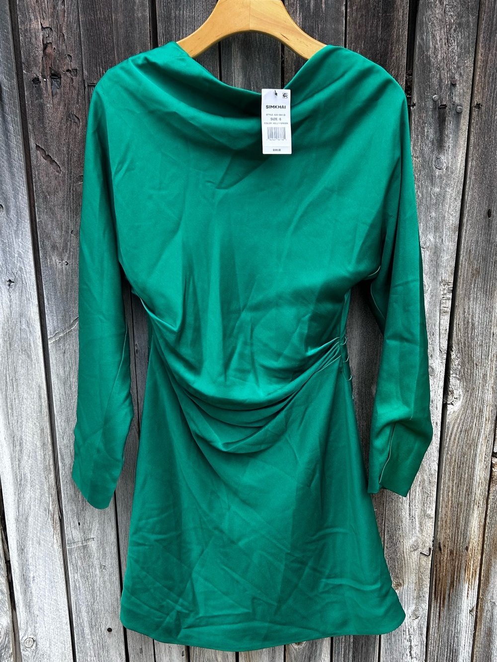 NWT Simkhai Harpor Satin Mini Dress Kelly Green 6 - Picture 2 of 16